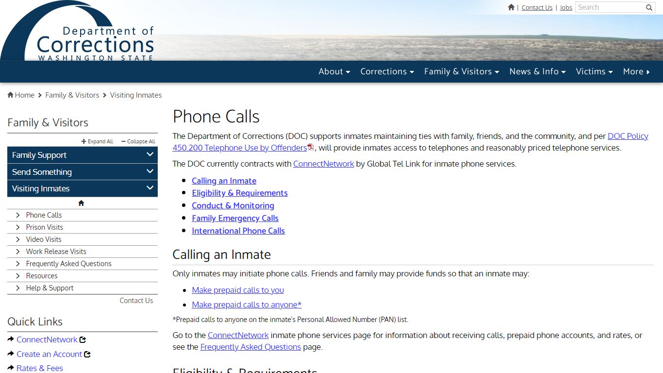 Phone Calls | Washington State Department of Corrections